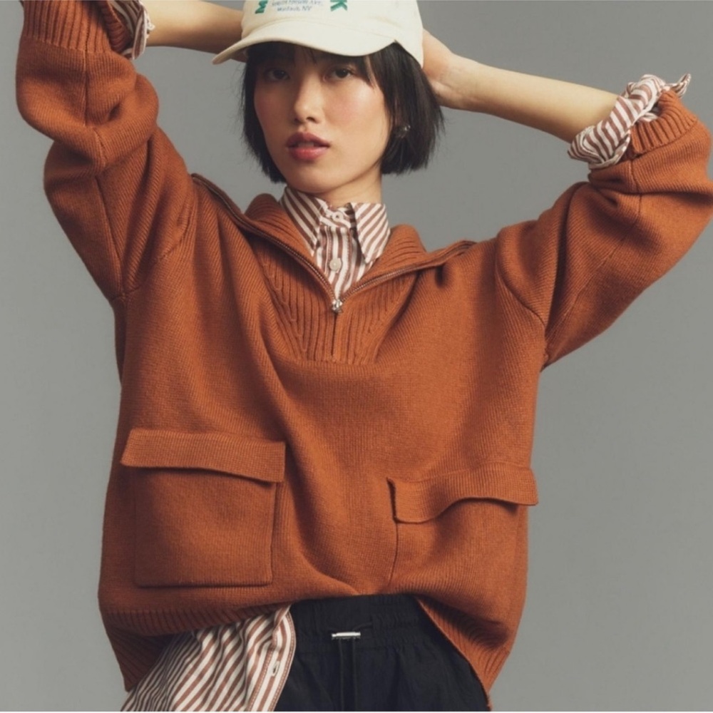 Brown Oversized Crew Neck Sweater